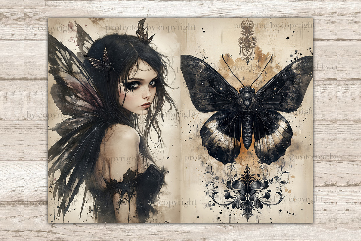 Gothic Fairy Junk Journal Pages, a Person Illustration by GlamArtZhanna (Photo 4 of 9)