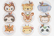 Cute Bohemian Animals Head Clipart, an Animal Illustration by DrawStudio1988 (Thumbnail 2 of 3)