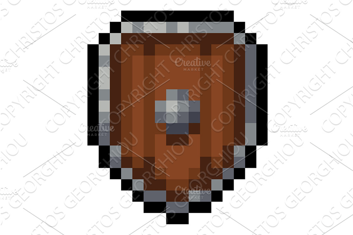 Pixel Art Wooden Shield Game Armor, an Object Illustration by Christos ...