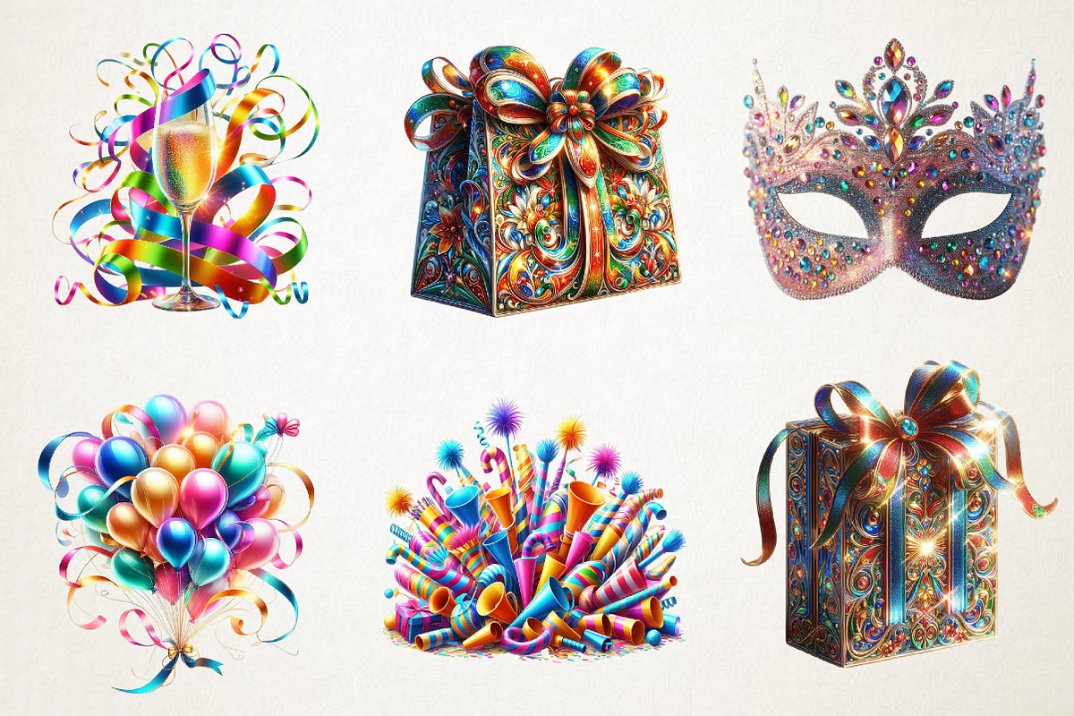 Festive Party Icons Happy New Year, a Seasonal Illustration by RobertsArt (Photo 4 of 5)