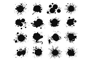 Ink Splashes And Drops. Grunge Ink