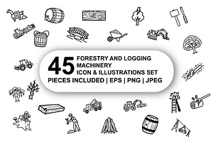 Forestry and logging machinery Icons, an Outline Icon by Nurlan's shop