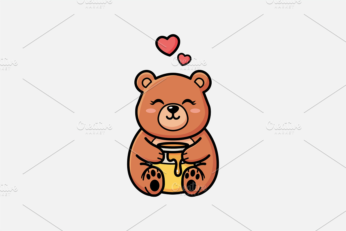 Cute Bear Holding Honey Jar, an Animal Illustration by shazi (Photo 1 of 4)