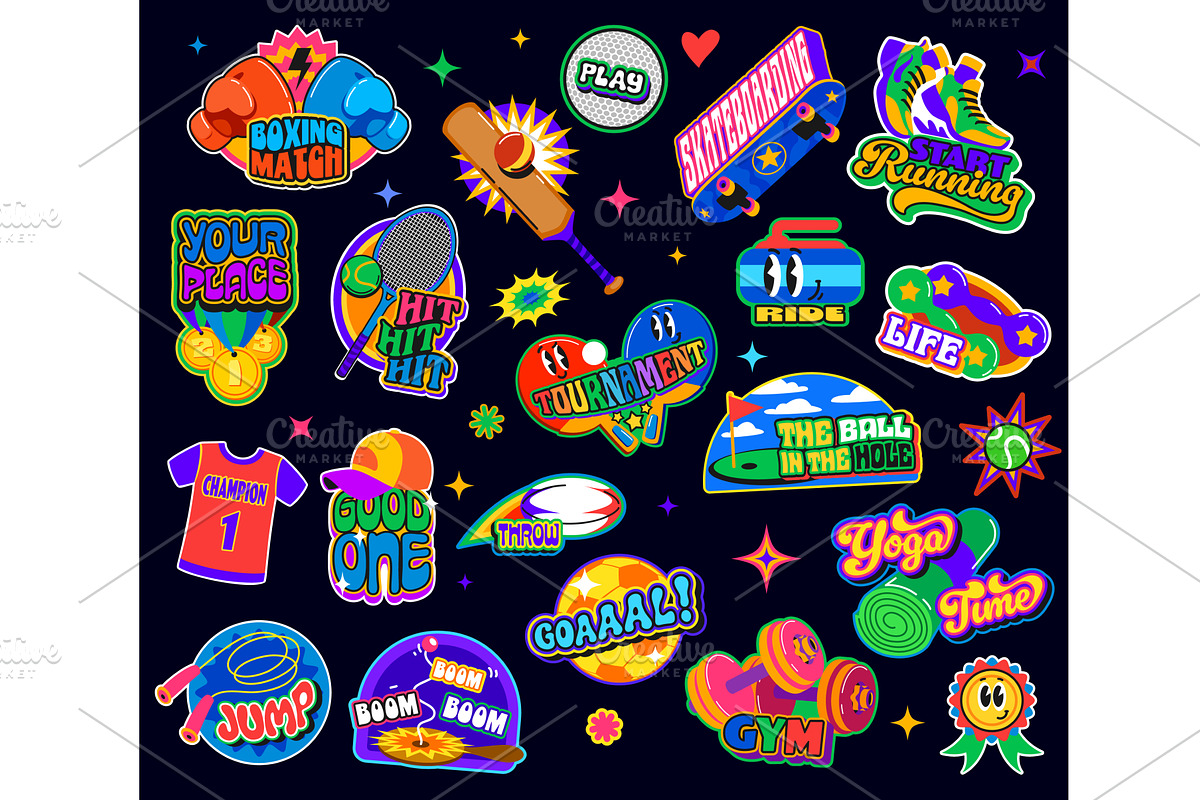 Fitness sport patch y2k groovy, an Object Illustration by Vector Tradition