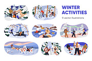 People doing winter sport activities, a Seasonal Illustration by Good Studio (Thumbnail 1 of 11)