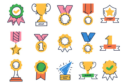 Award golden cup medal set, an Illustration by PrettyVectors