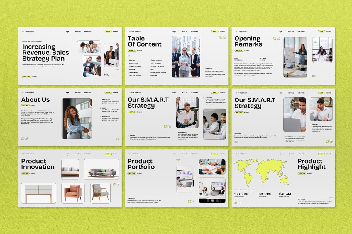 White Yellow Sales Strategy Plan PPT, a Presentation Template by graphicook (Photo 2 of 5)