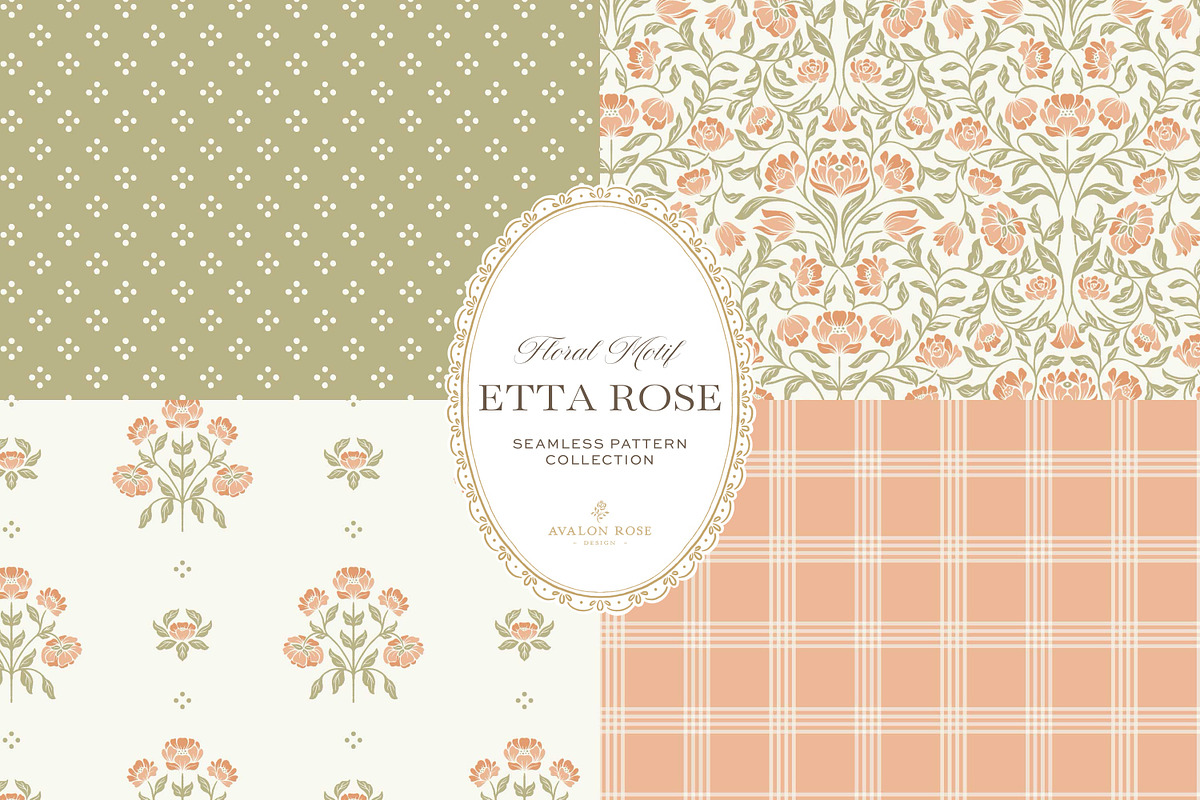 Vintage Peach Floral Print Patterns, a Pattern Graphic by Eclectic Anthology (Photo 2 of 14)