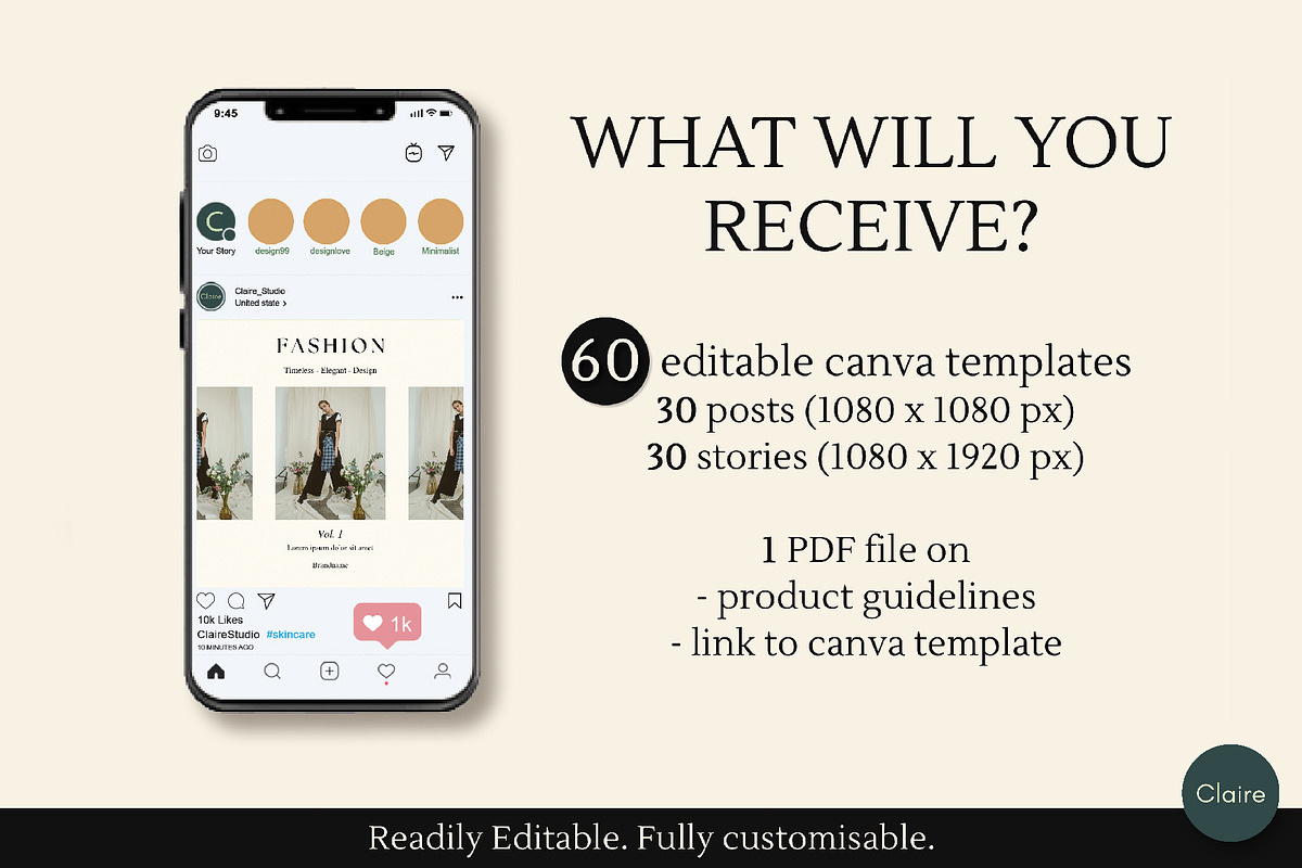 Fashion Editorial Insta Creator Kit, a Social Media Template by Clairee Design Studio (Photo 3 of 7)