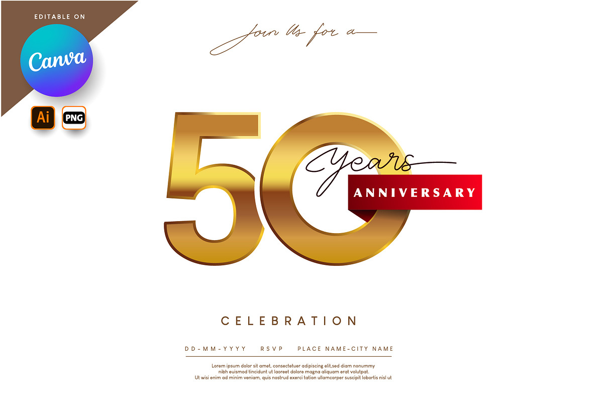 Anniversary Gold Logo, Greeting Card, a Graphic by OtpirusGraphic (Photo 1 of 7)