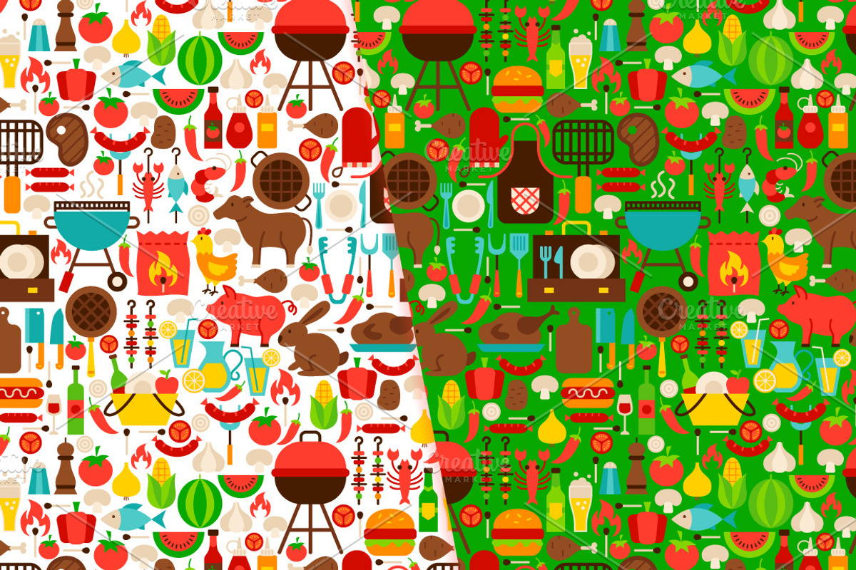 Barbecue Flat Seamless Patterns, a Pattern Graphic by Anna_leni (Photo 3 of 3)