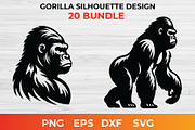Gorilla Silhouette Design bundle, an Animal Illustration by bossdesigner (Thumbnail 2 of 3)
