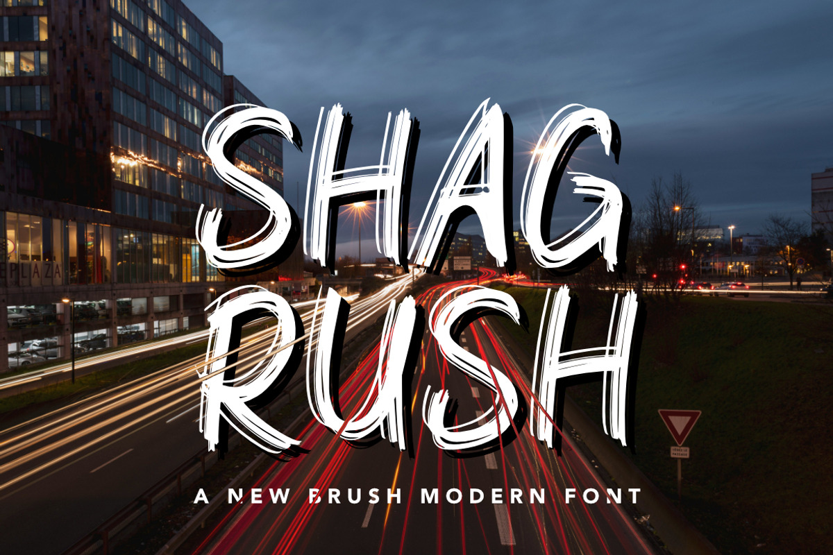 Shagrush Brush Font, a Sans Serif Font by Bayuktx (Photo 1 of 4)