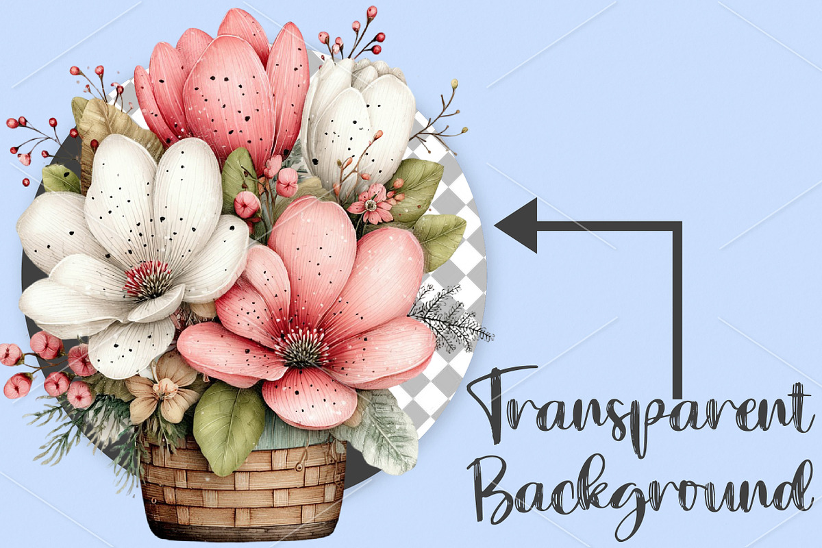 Whimsical Spring Flower Basket, an Illustration by Canvas Craft (Photo 2 of 7)
