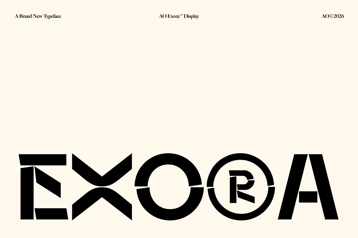 AO Exora - Experimental Stencil, a Sans Serif Font by OwunStudio (Photo 1 of 17)