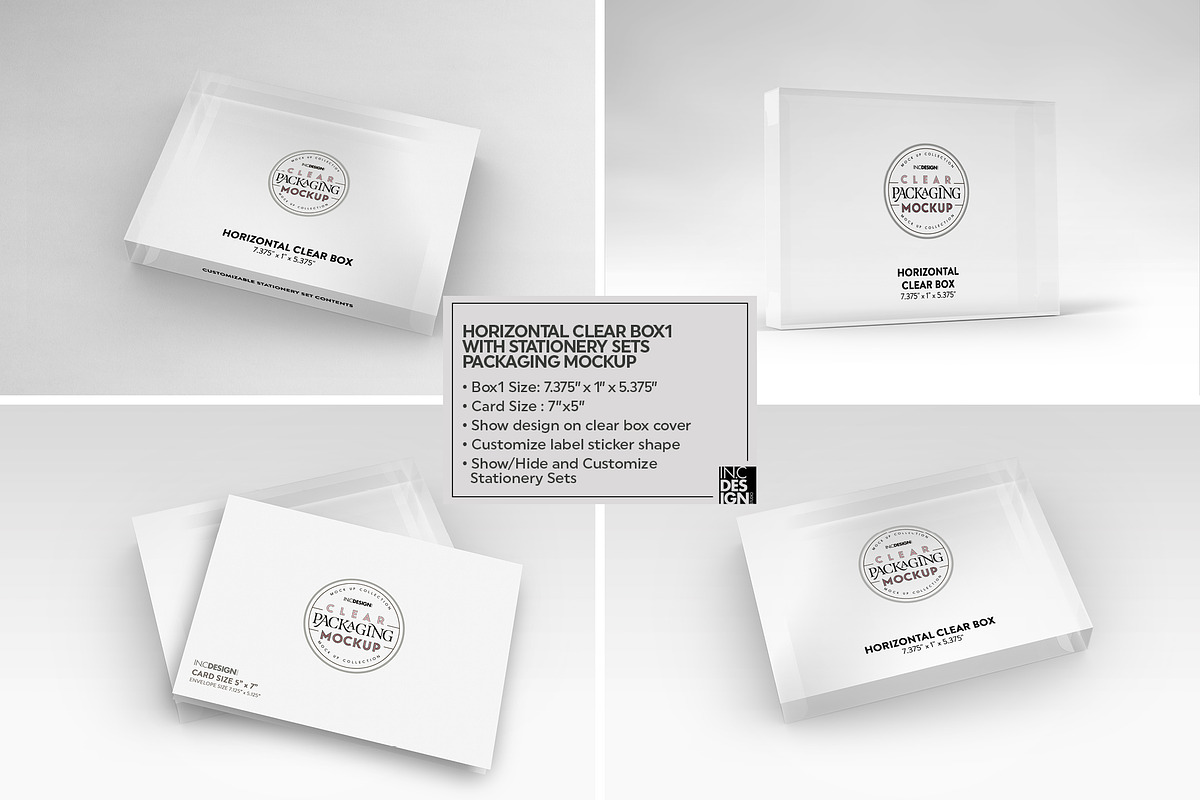 Clear Box with Stationery Set Mockup, a Packaging Mockup by INCDesign (Photo 5 of 19)
