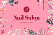 Nail Salon Watercolor Illustration, an Object Illustration by CreativeValuation (Thumbnail 1 of 11)