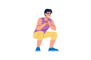 Young man doing squats exercise and, a Sport Illustration by pikepicture