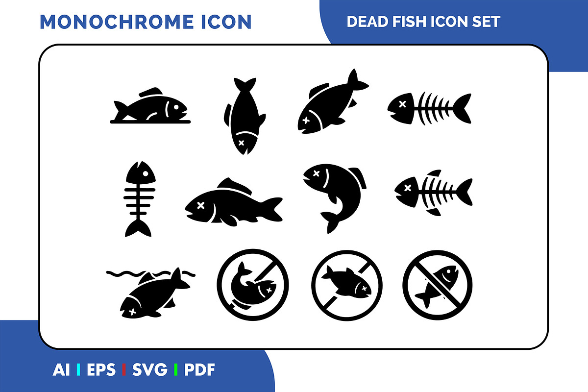 Dead Fish Icon Set – Simple Black, a Solid Icon by Fontmine Studio (Photo 1 of 3)