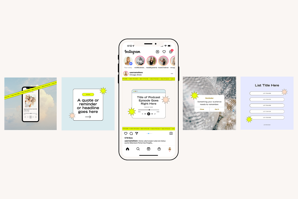 Retro + Bright Instagram Templates, a Social Media Template by Madewest Supply Co. (Photo 5 of 7)