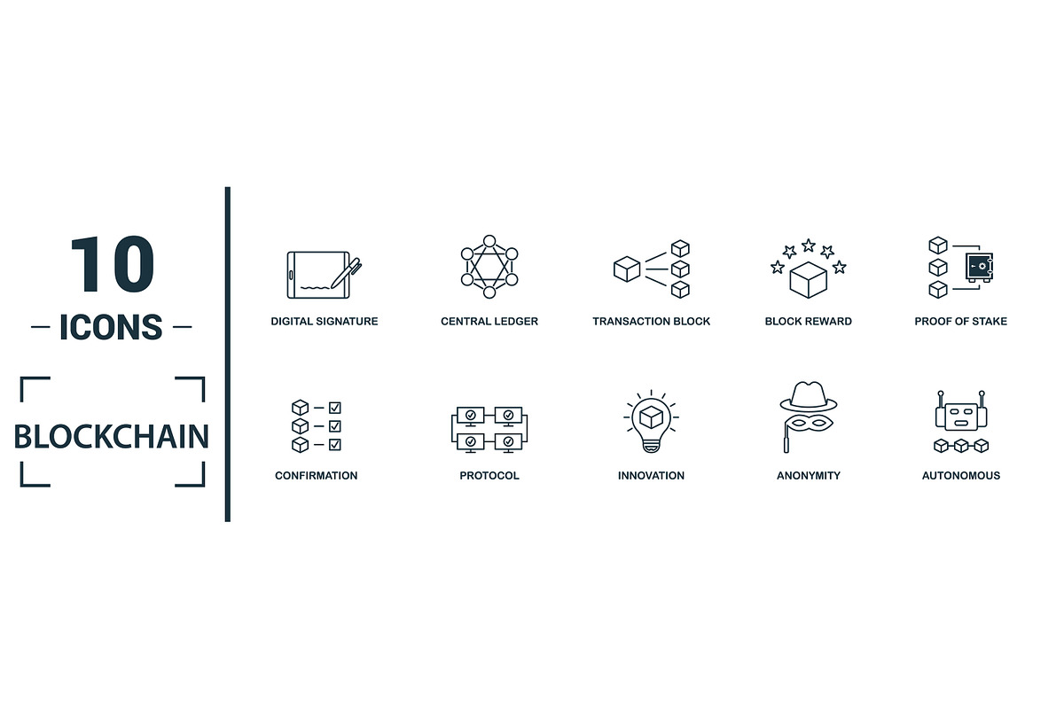 Blockchain Line Icon Set, an Object Graphic by Aimagenarium@gmail.com (Photo 3 of 3)