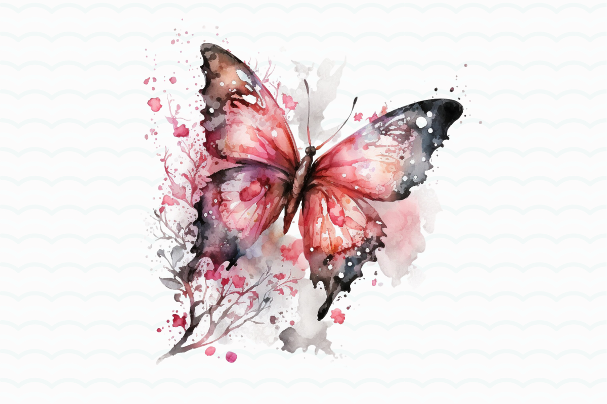 Pink Flowers Butterfly Watercolor, a Graphic by SindyPrintDesign (Photo 4 of 5)