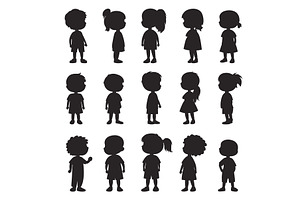 Children In Different Poses Black, a Sport Illustration by LadadikArt
