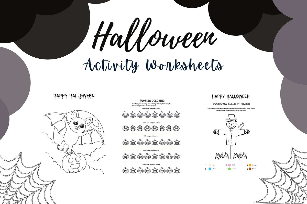 Halloween Fun Activity Worksheets, a Templates & Theme by Premium Digital Templates (Photo 1 of 3)