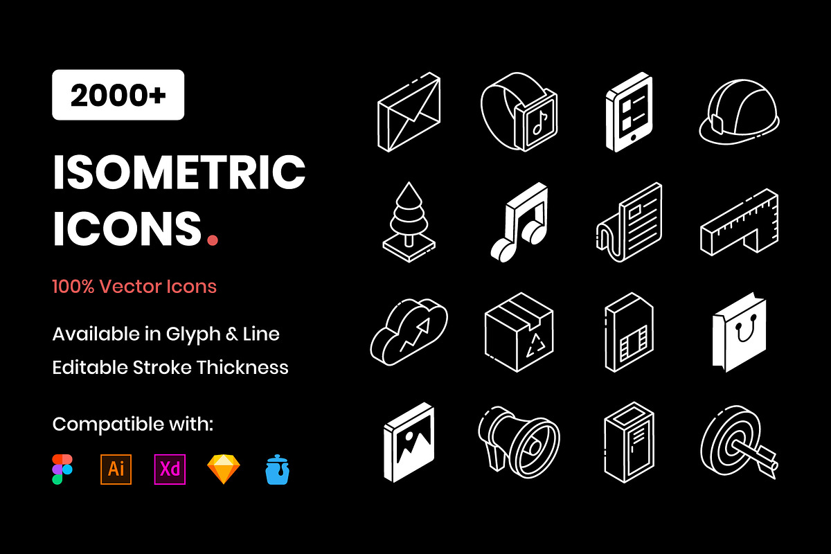 2000+ Isometric Icons Set, an Outline Icon by Brickclay (Photo 1 of 37)