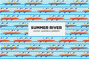 Summer river seamless vector pattern