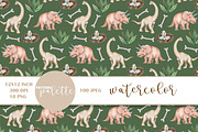 Watercolor Dinosaur Patterns PNG, a Pattern Graphic by PatternPalette (Thumbnail 9 of 11)