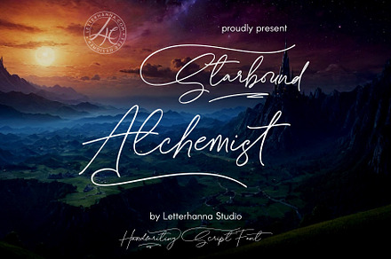 Starbound Alchemist, a Handwritten Font by Letterhanna Studio