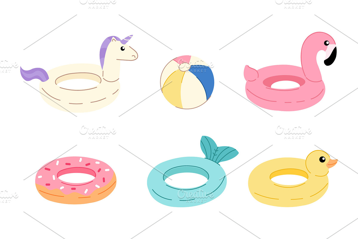 Cute Summer Pool Floats Clipart Set, a Seasonal Illustration by Milota (Photo 2 of 3)