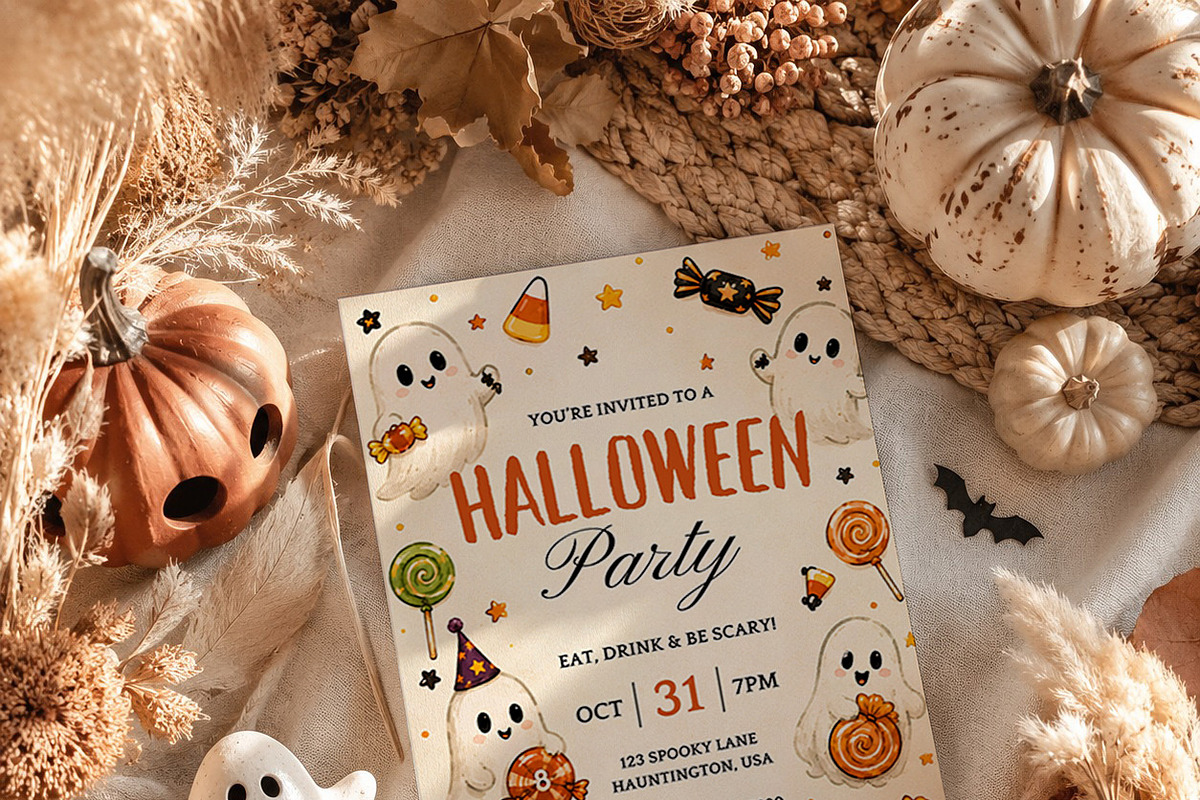 Cute Ghost Halloween Invitation, an Invitation Template by Arslan (Photo 5 of 5)