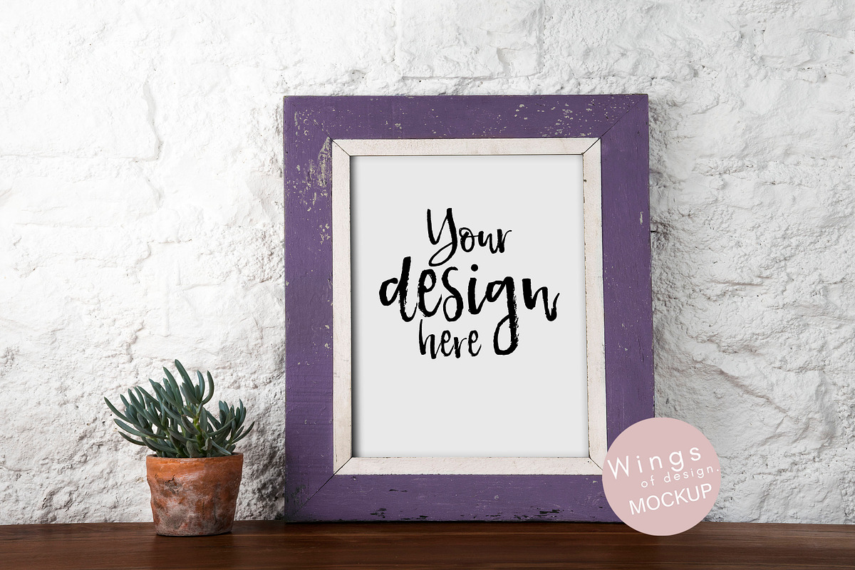 Rustic Purple 8x10 Pic Frame Mockup, a Product Mockup by wings of design