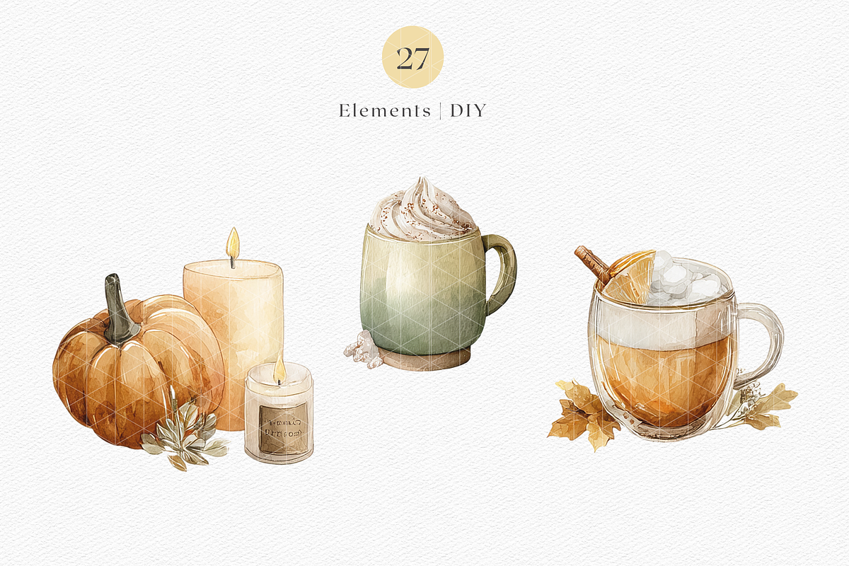 Pumpkin Spice - Autumn Drinks, a Decorative Illustration by ThaismotaCreativeCo (Photo 3 of 9)