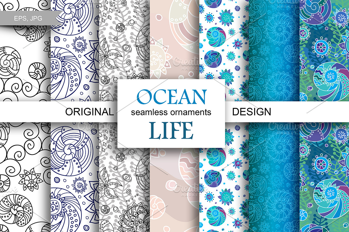 Ocean life | patterns, a Pattern Graphic by Retro Graphic Box (Photo 1 of 8)