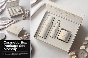 Cosmetic Box Package Set Mockup, a Packaging Mockup by Pitchlook.Studio