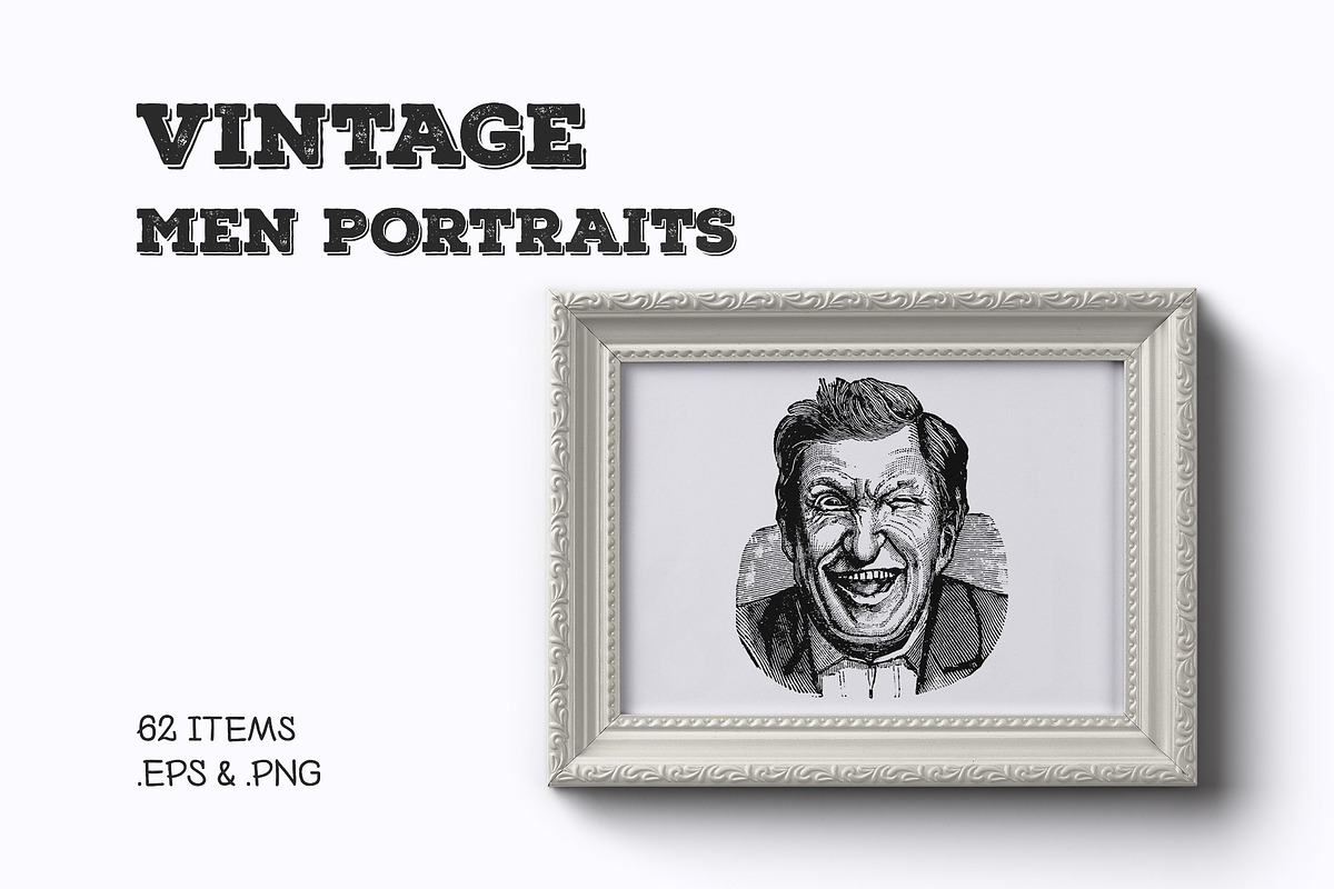Vintage Male Portraits, a Decorative Illustration by TheBlackPixelCo (Photo 1 of 7)