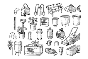 Garden Aquarium Household Tools, an Object Graphic by nikagraphic
