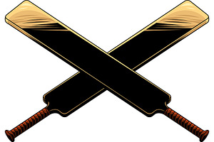 Crossed Cricket Bat, an Illustration by HitToon