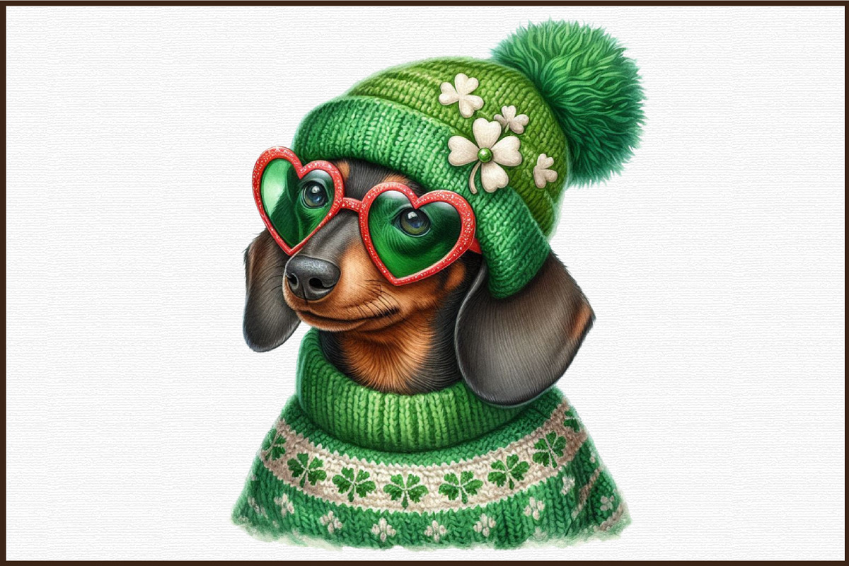 St. Patrick's Day Dachshund Dog Clip, an Illustration by Sublimation Artist (Photo 5 of 6)