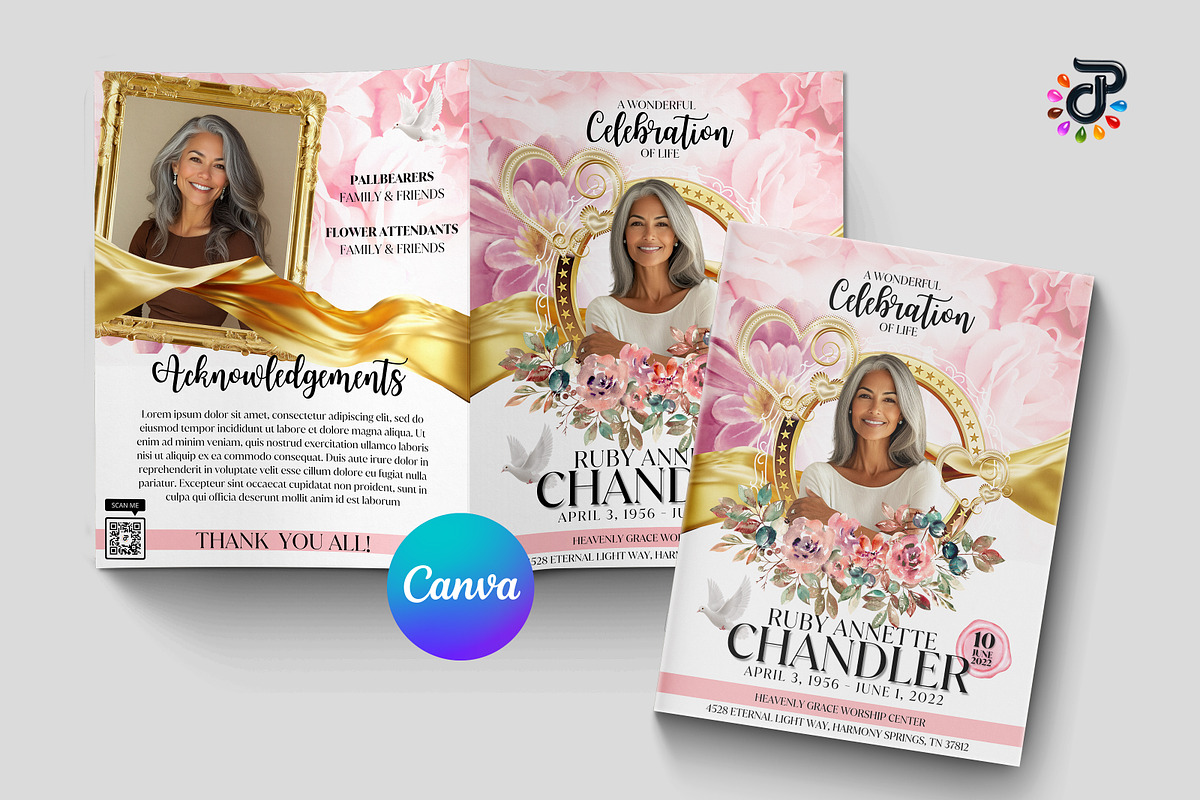 Elegant Canva Obituary Template, a Brochure Template by Protech Design ENT (Photo 1 of 8)