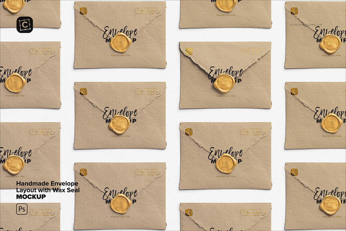 Handmade Envelope Layout with Wax, an Advertising Mockup by Custom Scene (Photo 2 of 11)