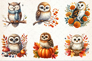 Watercolor Autumn Owl Clipart, an Illustration by Rose Art (Thumbnail 4 of 4)