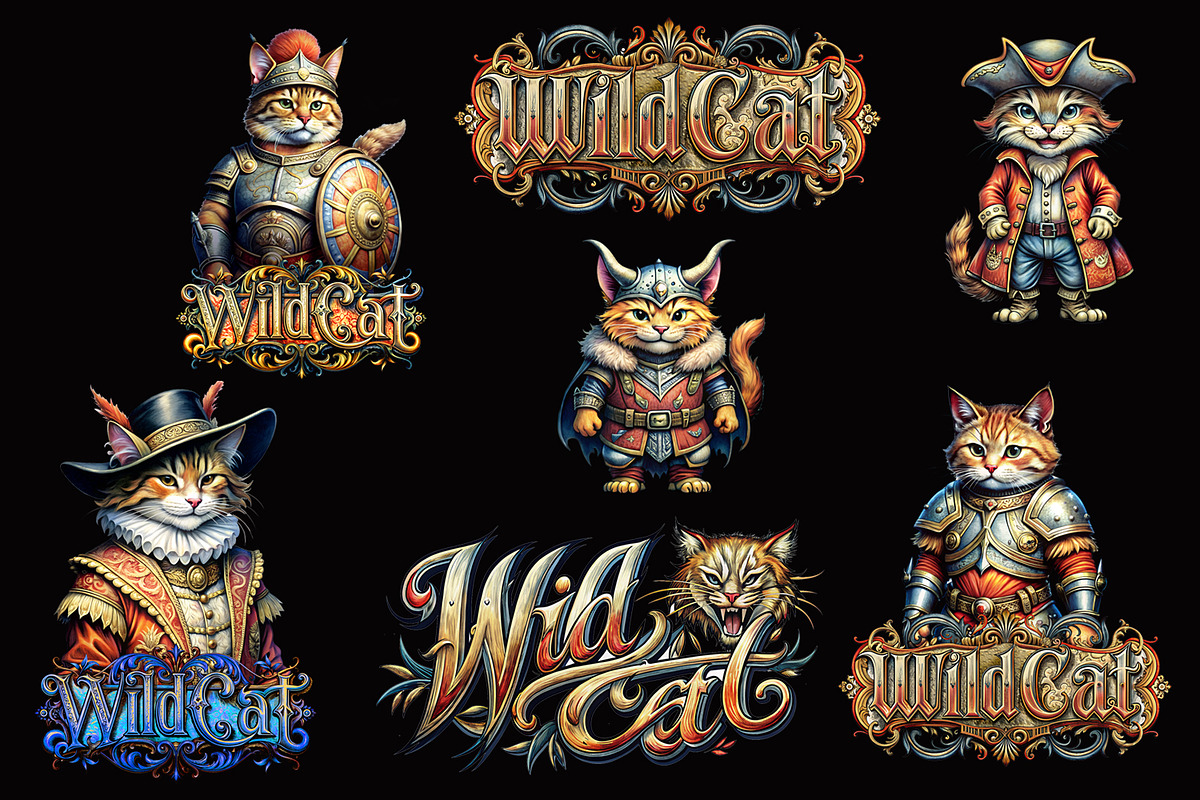 Wild Cat illustrations Set, an Animal Illustration by Designs by Helen Trupak (Photo 1 of 5)