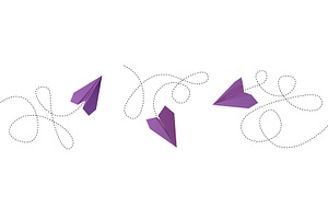 Flying paper planes set isolated on, an Object Illustration by art PVP - market