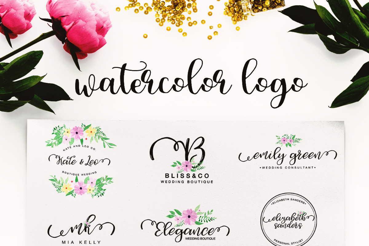 Watercolor Logo Kit + 8 Fonts!, a Branding & Logo Template by BilberryCreates (Photo 6 of 10)