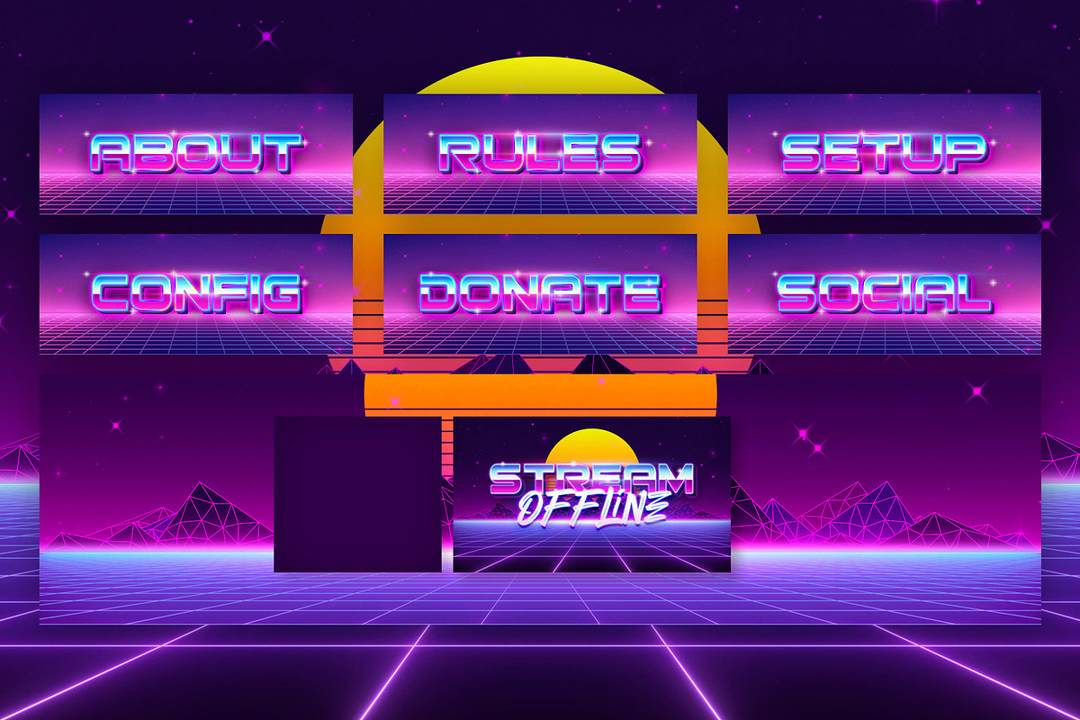 Retrowave Twitch Overlay, a Templates & Theme by StreamSkins (Photo 2 of 4)