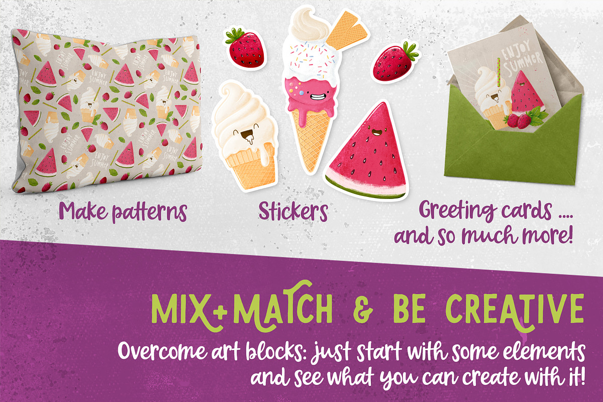 Procreate Icecream & Fruits Stamps, a Brush Add-On by PrettyLittlePigs (Photo 4 of 9)